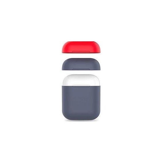 Чехол для наушников AhaStyle Silicone Duo Case Navy Blue/Red (AHA-01380-NNR) for Apple AirPods 2 2019