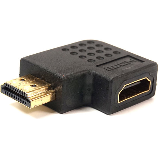 Кабель и переходник PowerPlant HDMI AF - HDMI AM, правый угол (KD00AS1302)