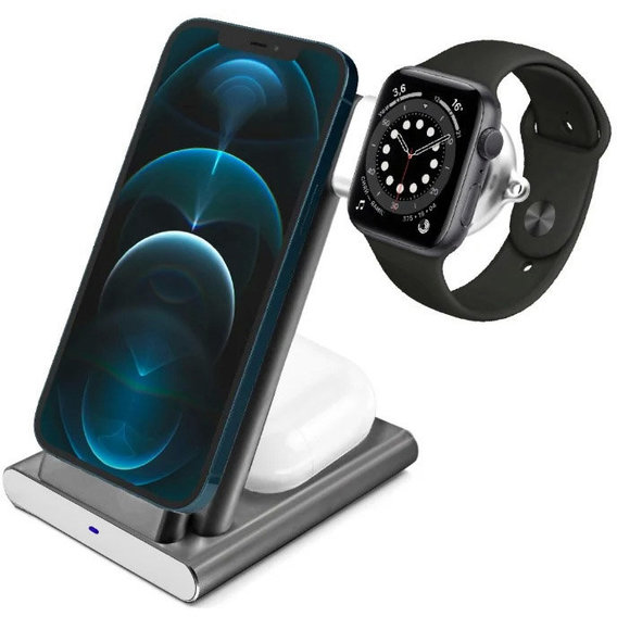 Зарядное устройство COTEetCI Wireless Charger Stand WS-20 Grey (CS5700-GY) for Apple iPhone, Apple Watch and Apple AirPods