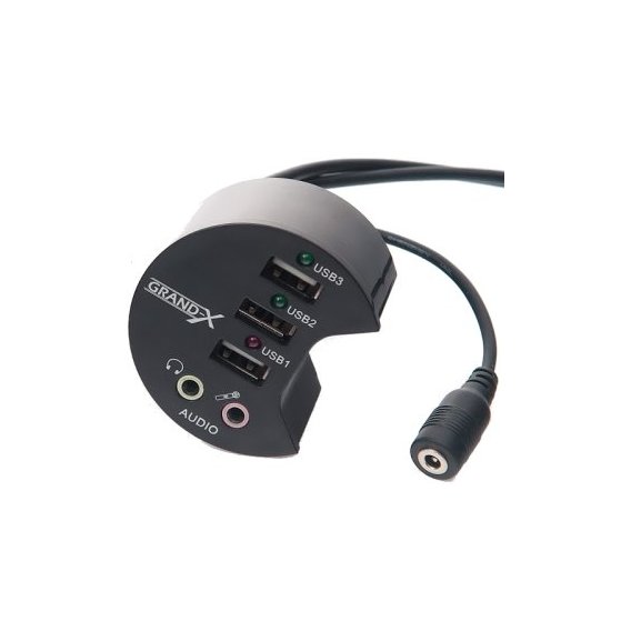 Аксессуар для ноутбуков USB хаб Grand-X 3,5mm audio in-out (DH-60X)