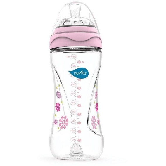 Бутылочка Nuvita для кормления Mimic 330мл. 4м+ Антиколиковая, розовая (NV6050Pink)