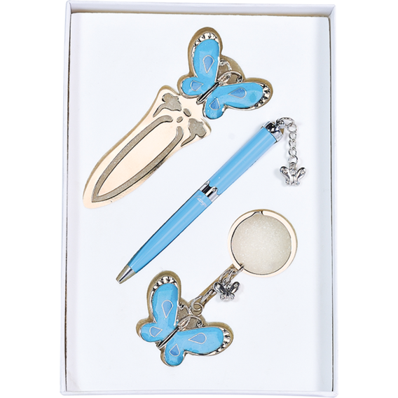 Набор подарочный Langres Fly: Ручка шариковая + брелок + закладка для книг, синий (LS.132001-02)