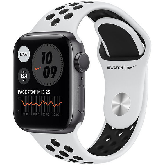 Apple Watch Series 6 Nike 40mm GPS Space Gray Aluminum Case with Pure Platinum/Black Nike Sport Band (M02K3,MX8D2AM)
