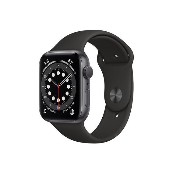 Apple Watch Series 6 44mm GPS Space Gray Aluminum Case with Black Sport Band (M00H3) UA
