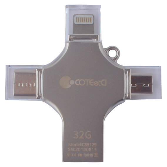 USB-флешка COTEetCI 32GB 4-in-1 Zinc Alloy iUSB Silver (CS5129-32G)