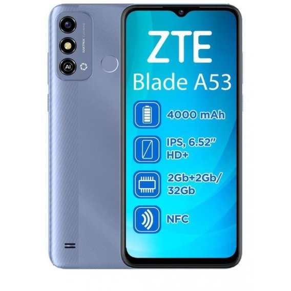 Смартфон ZTE Blade A53 2/32GB Blue (UA UCRF)
