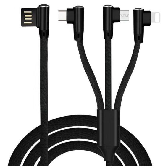Кабель XOKO USB Cable to Lightning/microUSB/USB-C 1.2m Black (SC-340-BK)