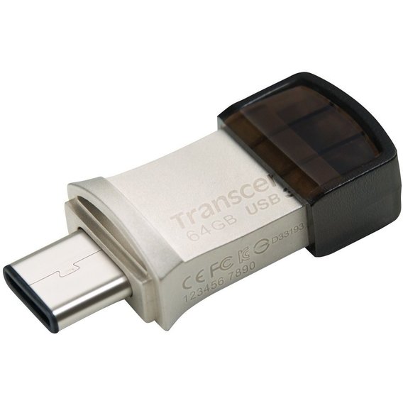 USB-флешка Transcend 64GB JetFlash 890 USB 3.1/Type-C Silver (TS64GJF890S)