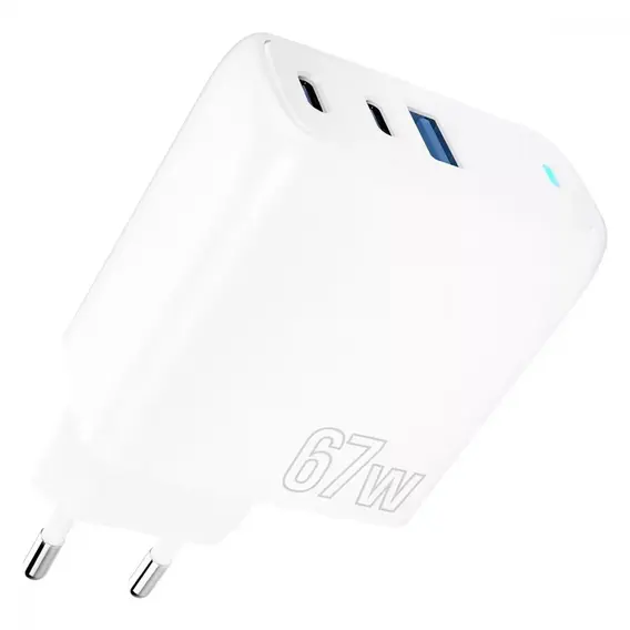 Зарядное устройство Proove Wall Charger 2xUSB-C+USB Shot GaN 67W White