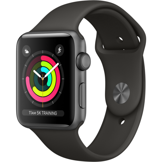 Apple Watch Series 3 42mm GPS Space Gray Aluminum Case with Gray Sport Band (MR362)