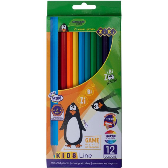 Карандаши цветные ZiBi Kids line, 12 цветов