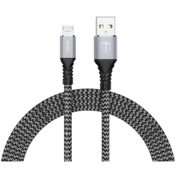 Кабель T-PHOX USB Cable to microUSB Jagger 1m Grey (T-M814 grey)