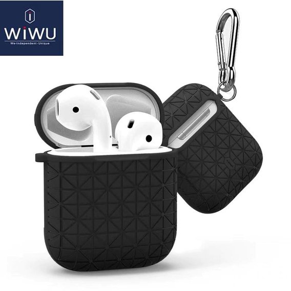Чехол для наушников WIWU Snowflake Protect Case with Belt Black for Apple AirPods
