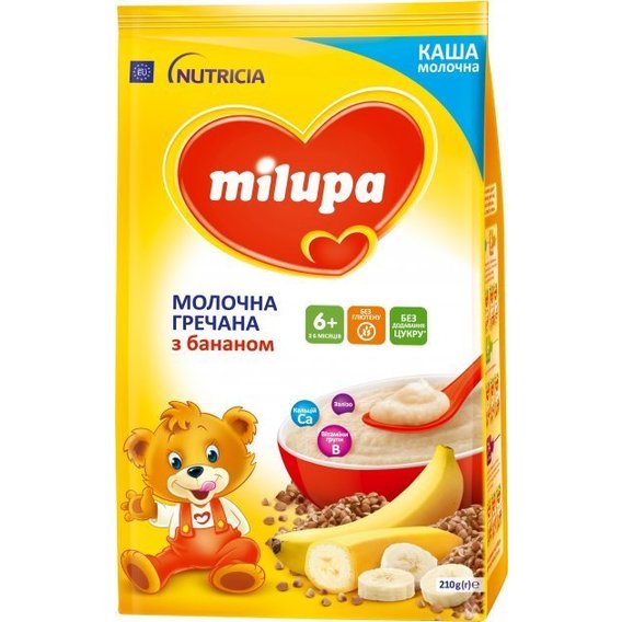 Milupa каша молочная 210 г гречневая с бананом от 6 мес.