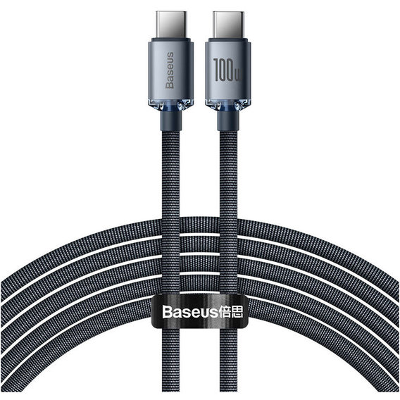 Кабель Baseus Cable USB-C to USB-C Crystal Shine 100W 2m Black (CAJY000701)