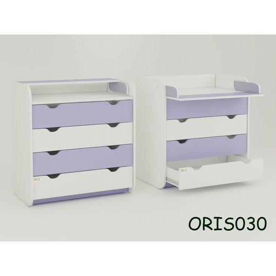 Пеленальный комод Colour с 4 ящиками Бело-лиловый (ORIS030)