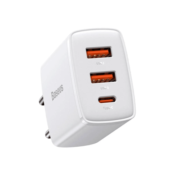 Зарядний пристрій Baseus Wall Charger Compact 2xUSB+USB-C 30W White (CCXJ-E02)