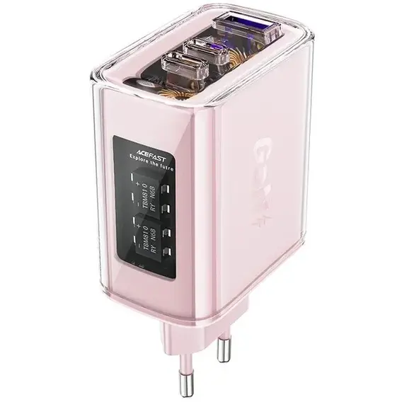 Зарядное устройство Acefast Wall Charger 2xUSB-C+USB A45 GaN 65W Pink