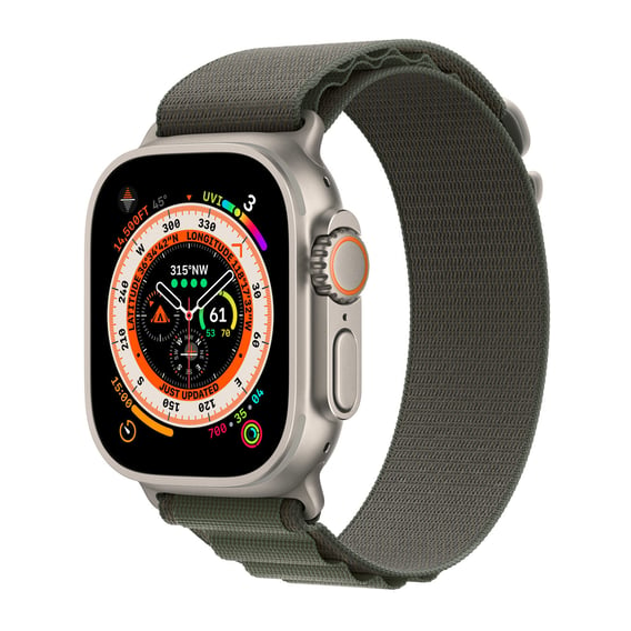 Apple Watch Ultra GPS + Cellular 49mm Titanium Case with Green Alpine Loop - Medium (MQFN3/MQEW3) Approved Витринный образец