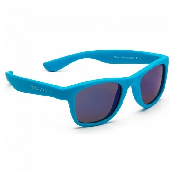Детские солнцезащитные очки Koolsun неоново-голубые серия Wave (Размер 1+) (KS-WANB001)