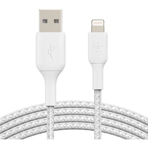 Кабель Belkin USB Cable to Lightning Braided 2m White (CAA002BT2MWH)