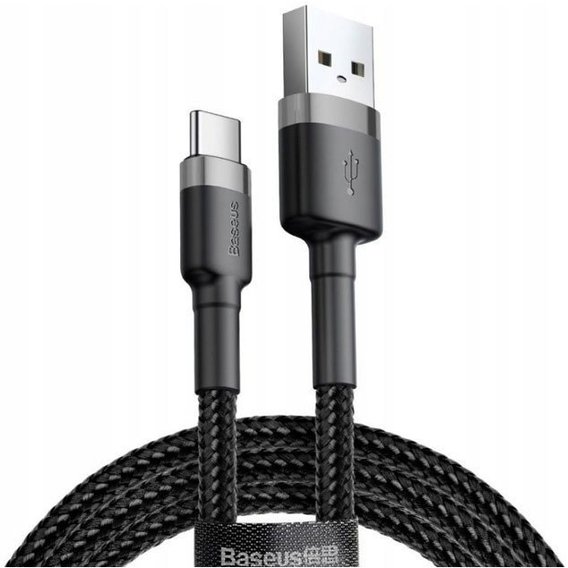 Кабель Baseus USB Cable to USB-C Cafule 2m Grey/Black (CATKLF-CG1)