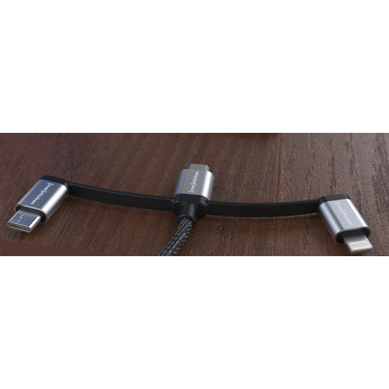 Кабель FuseChicken USB Cable to Lightning/microUSB/USB-C Rebel 1.5m Black Пожизненная Гарантия от Производителя