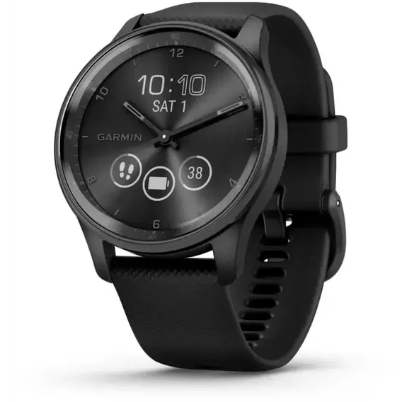 Смарт-часы Garmin Vivomove Trend Slate Stainless Steel Bezel with Black Case and Silicone Band (010-02665-00)