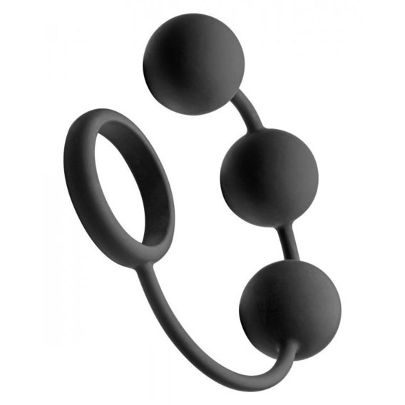 Анальные шарики Tom of Finland Silicone Cock Ring with 3 Weighted Balls
