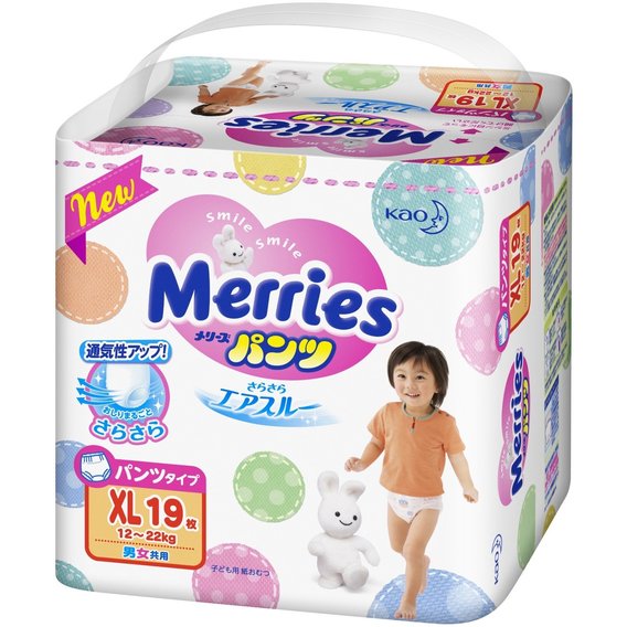 Подгузники-трусики Merries для детей XL (19 шт.) 12-22 кг (585794/570835)