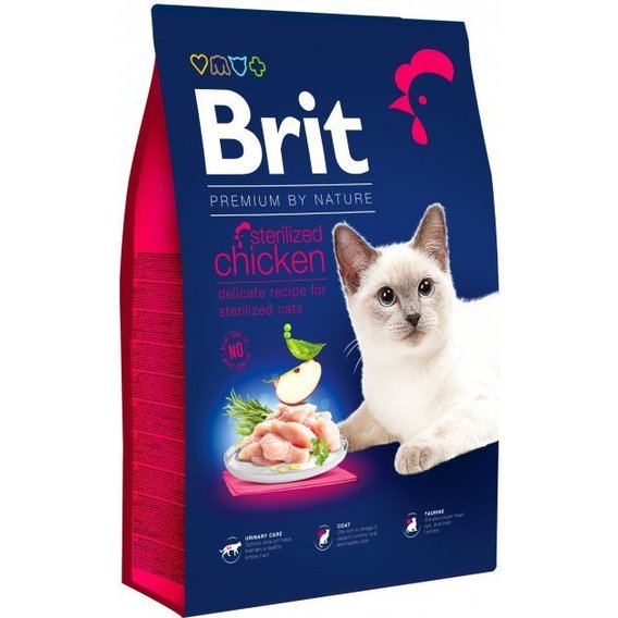 Сухой корм Brit Premium by Nature Cat Sterilised для стерилизованных котов с курицей 8 кг (8595602553235)