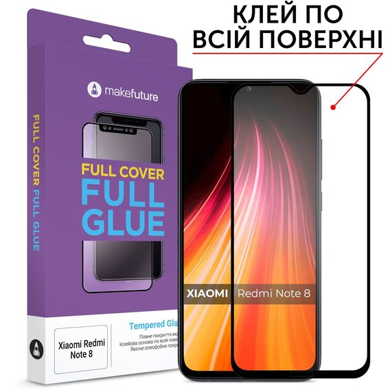 Аксессуар для смартфона MakeFuture Tempered Glass Full Cover Glue Black (MGF-XRN8) for Xiaomi Redmi Note 8 / Note 8 2021