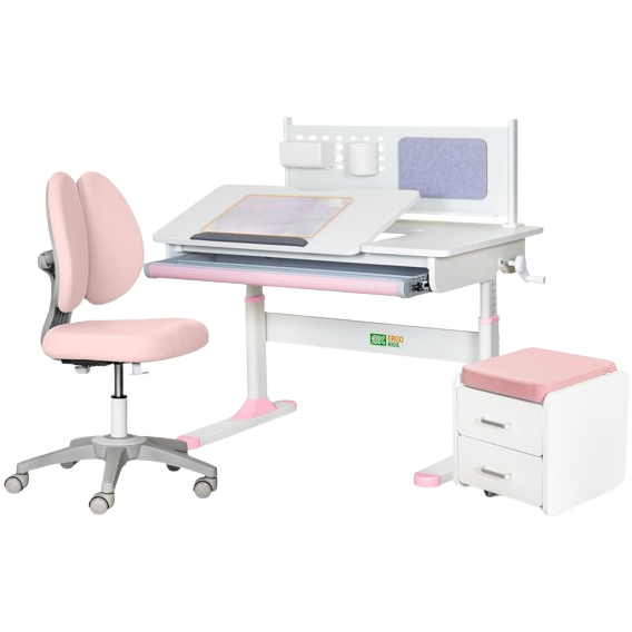 Комплект L ErgoKids TH-325 Pink парта + кресло + тумба (TH-325 + Y-412 Lite + BD C3_PINK)