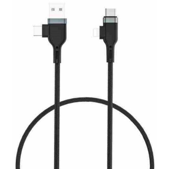 Кабель WIWU USB/USB-C to USB-C/Lightning Braided PD 20W 1.2m Black (PT06)