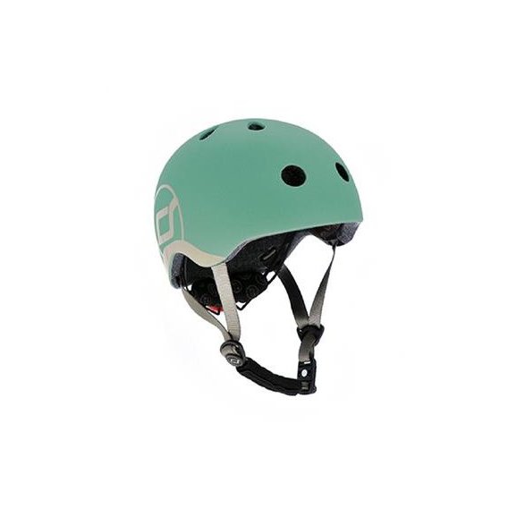 Шлем защитный детский Scoot&Ride серо-зеленый, с фонариком, 45-51см (XXS/XS)