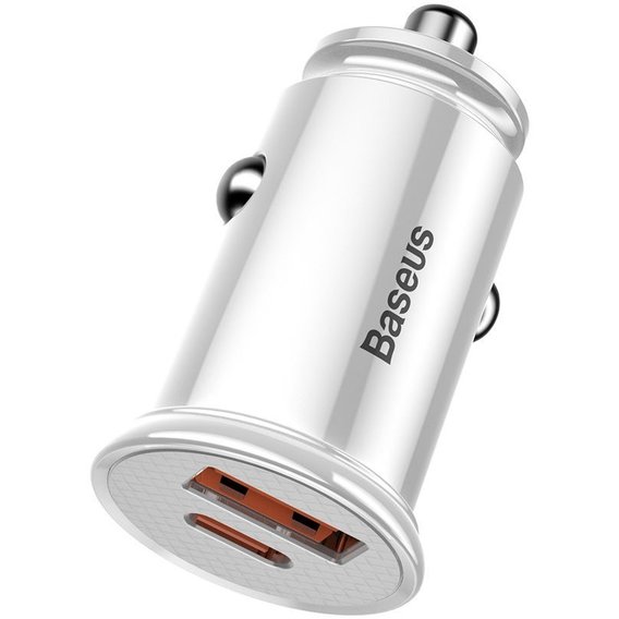 Зарядное устройство Baseus USB Car Charger USB 3.0+USB-C 30W White (CCALL-YS02)