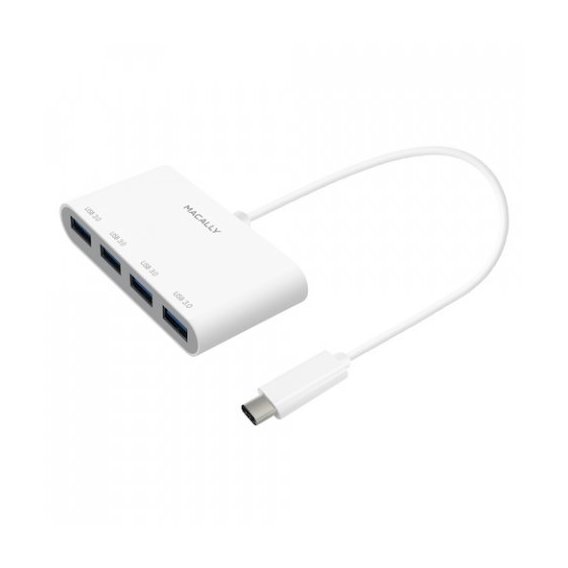 Адаптер Macally Adapter USB-C to 4 port USB 2.0 Hub White (UCHUB4)