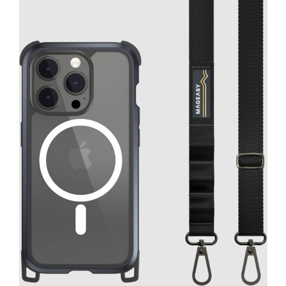 Аксессуар для iPhone SwitchEasy Odyssey M + Strap Rugged Utility MagSafe Case Metal/Black (MPH56P173EC23) for iPhone 15 Pro