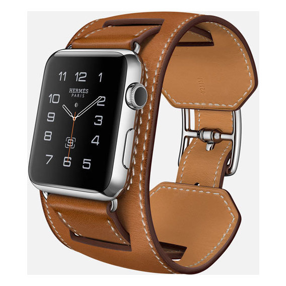 Apple Watch Hermes 42mm Stainless Steel Case with Cuff Fauve Barenia Leather Band (MLCE2)