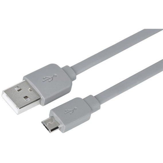 Кабель 2E USB Cable to microUSB Flat Molding 1m Grey (2E-CCMPVC-1MGR)