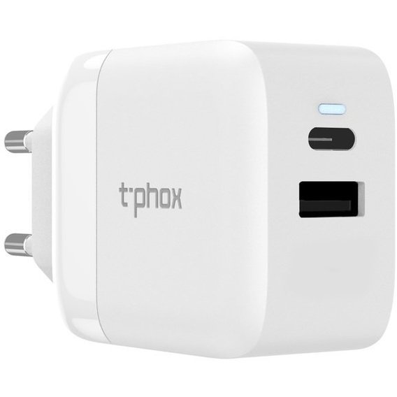 Зарядное устройство T-PHOX Wall Charger USB-C and USB3.0 Power Delivery 18W White (Coco White)