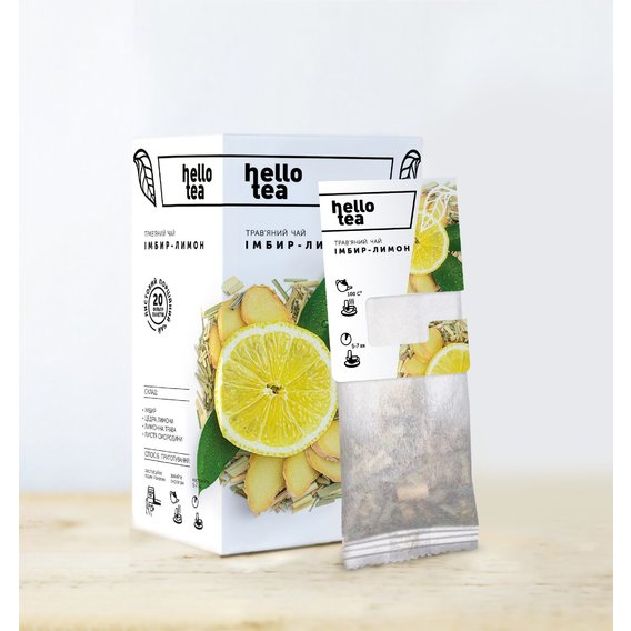Чай Hello Tea травяной Имбирь-лимон 20х3 г в фильтр-пакетах (4820230480016)