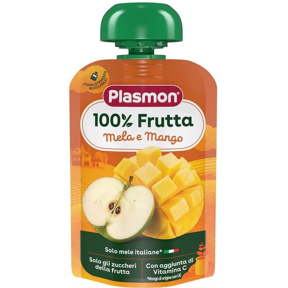 Пюре Plasmon Apple Mango Pouch яблоко и манго с витамином С 100 г (1136128)