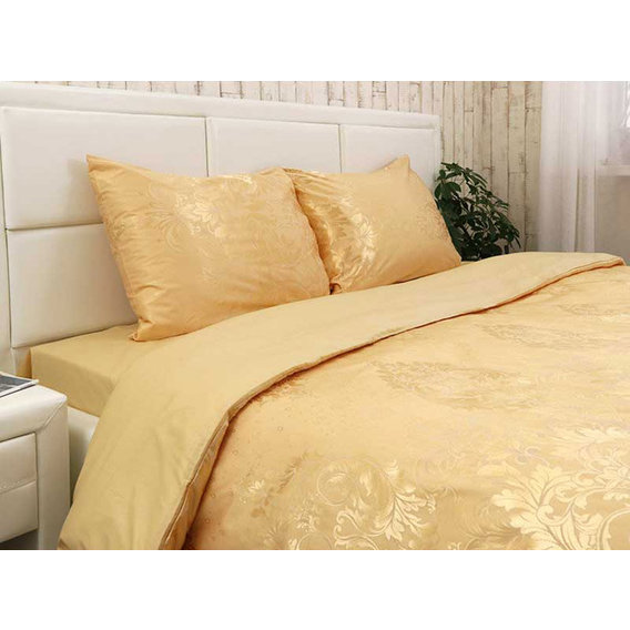 Комплект постельного белья Руно АЖ Золотой сатин набивной двуспальный (655.137АЖ_Золото)