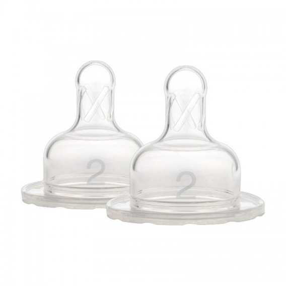 Соска 2-го уровня для бутылочки с узким горлышком, силикон, 3+ месяцев, 2 шт. (322-INTL)
