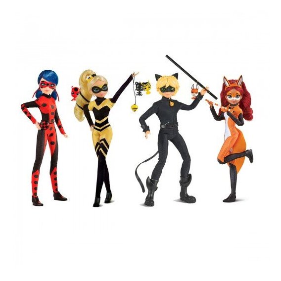 Набор кукол Miraculous Леди Баг и Супер-Кот - Леди Баг, Супер-Кот, Рена Руж и Квин Би (4 куклы, 26 cm)