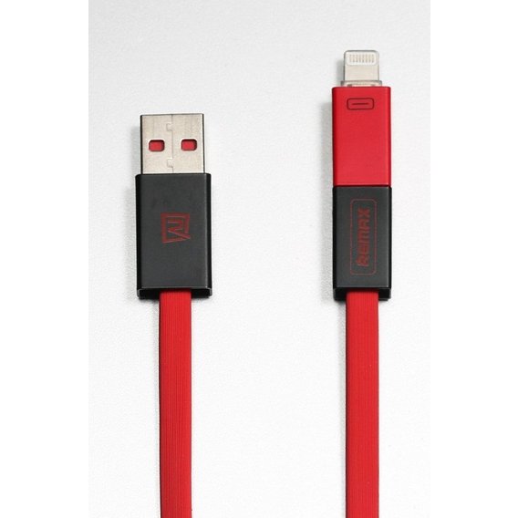 Кабель Remax USB Cable to microUSB/Lightning Shadow Magnet 1m Black/Red