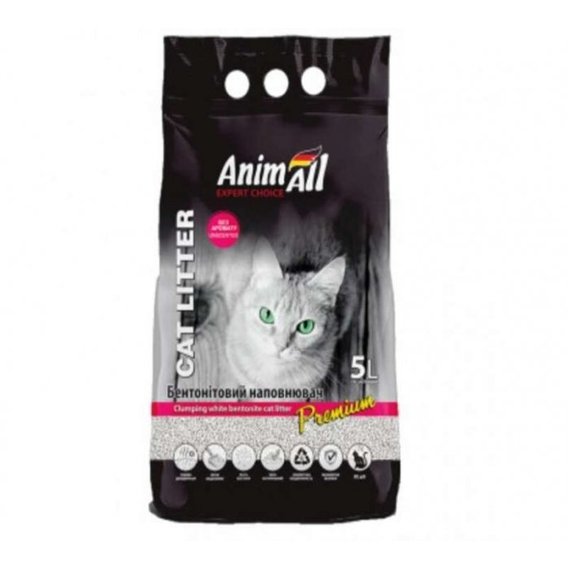Наполнитель AnimAll бентонитовый для кошек белый без аромата 5л (144,569)