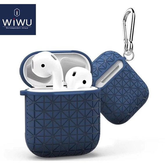 Чехол для наушников WIWU Snowflake Protect Case with Belt Blue for Apple AirPods