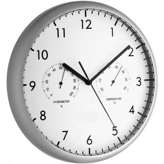 Часы настенные TFA, с термометром и гигрометром, d=265x35 мм